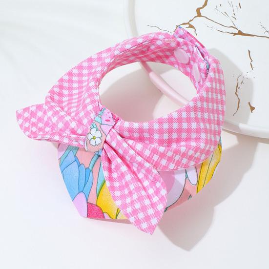Pet Collar Flower Pattern Cat Triangle Towel with Bowknot Comfortable Button Closure Dog Neckerchief Pet Supplies