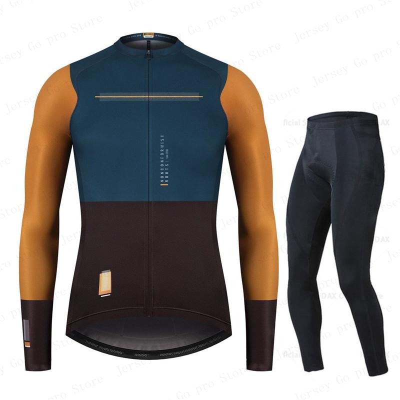 2026 Spring/Autumn Triathlon Men Long Sleeve Cycling Clothing Breathable Anti-UV Bicycle Jersey Set Wear Bib Pants Ropa Ciclismo