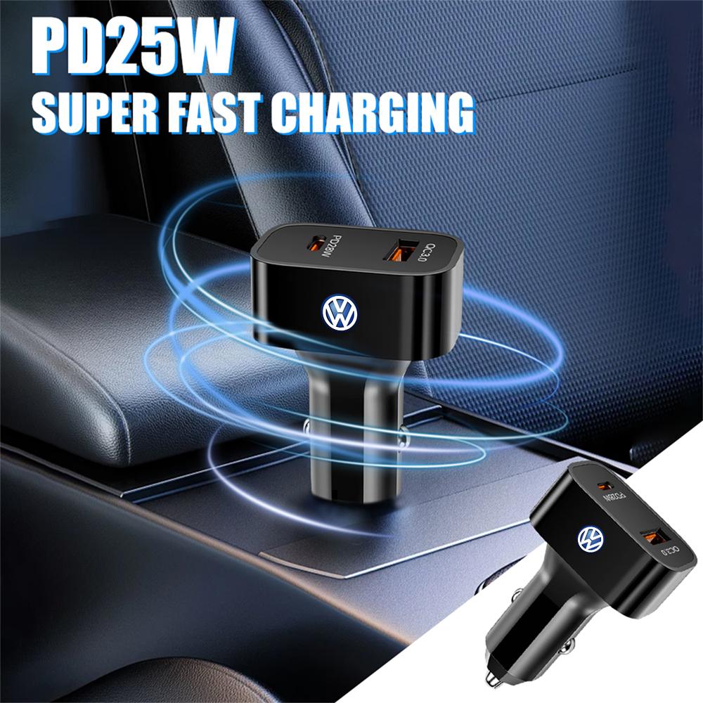 Car Cell Phone Charger USB Super Fast Charging Travel Accessories For Volkswagen GTI Golf Polo 6 7 Passat VW Tiguan T-ROC Taigo Zw7