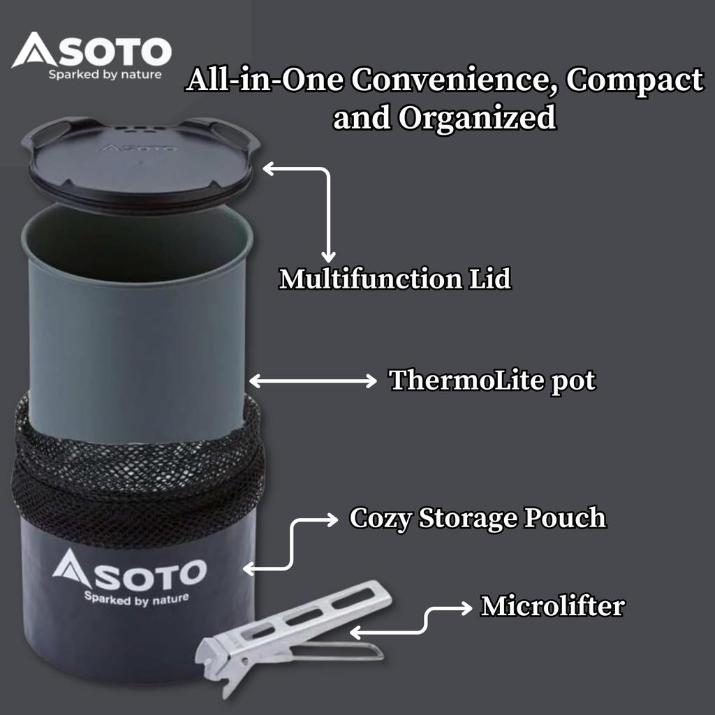 SOTO Cookware Mug Set for and Outdoor Activities Thermolite & 4-Piece - Lightweight, Compact, Solo/Duo Use, Hiking, Trekking, Camping, - SOD-522