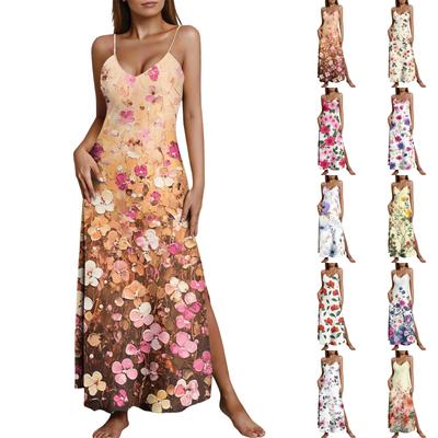Ladies' Floral Nightgown Sexy Suspender Nightgown Slit Sexy Thin Home Outfit