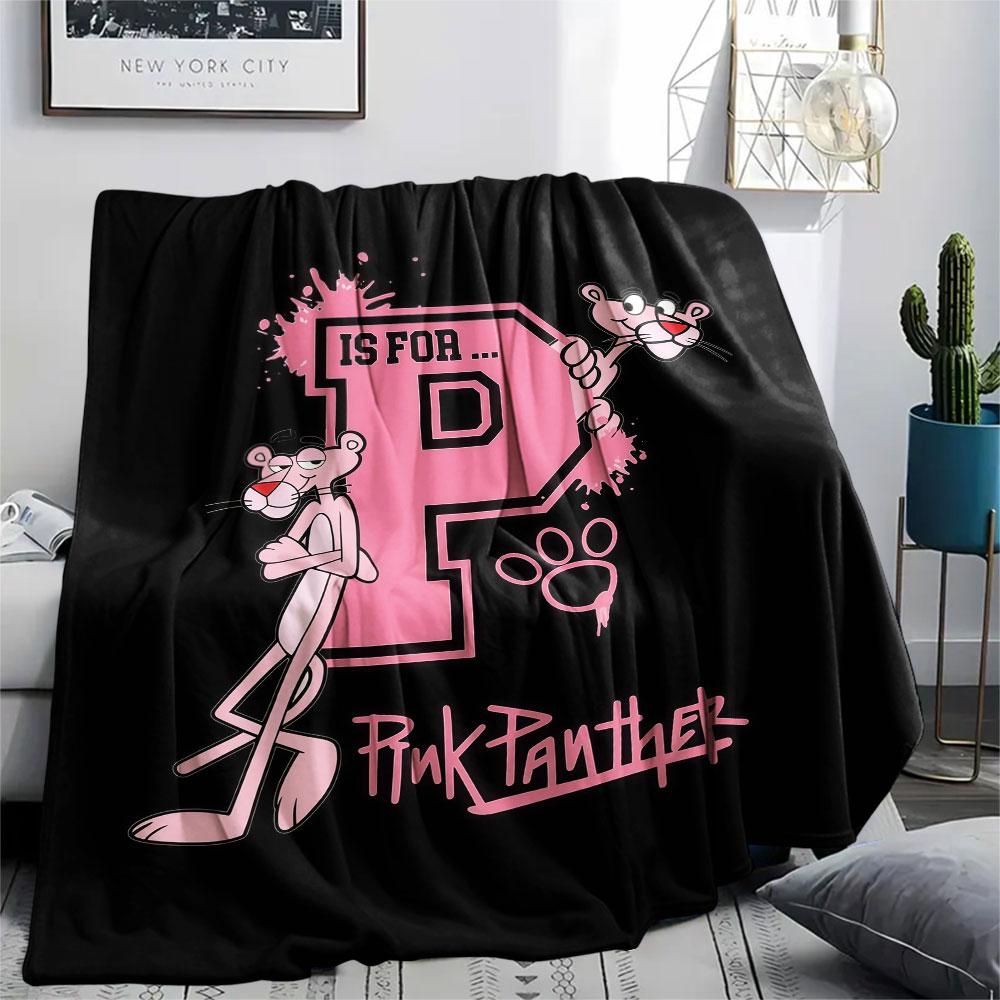 Pink Panther Printed Flannel Blanket, Soft Throw for Bedroom Sofa, Washable, Christmas Present, Great Gift.