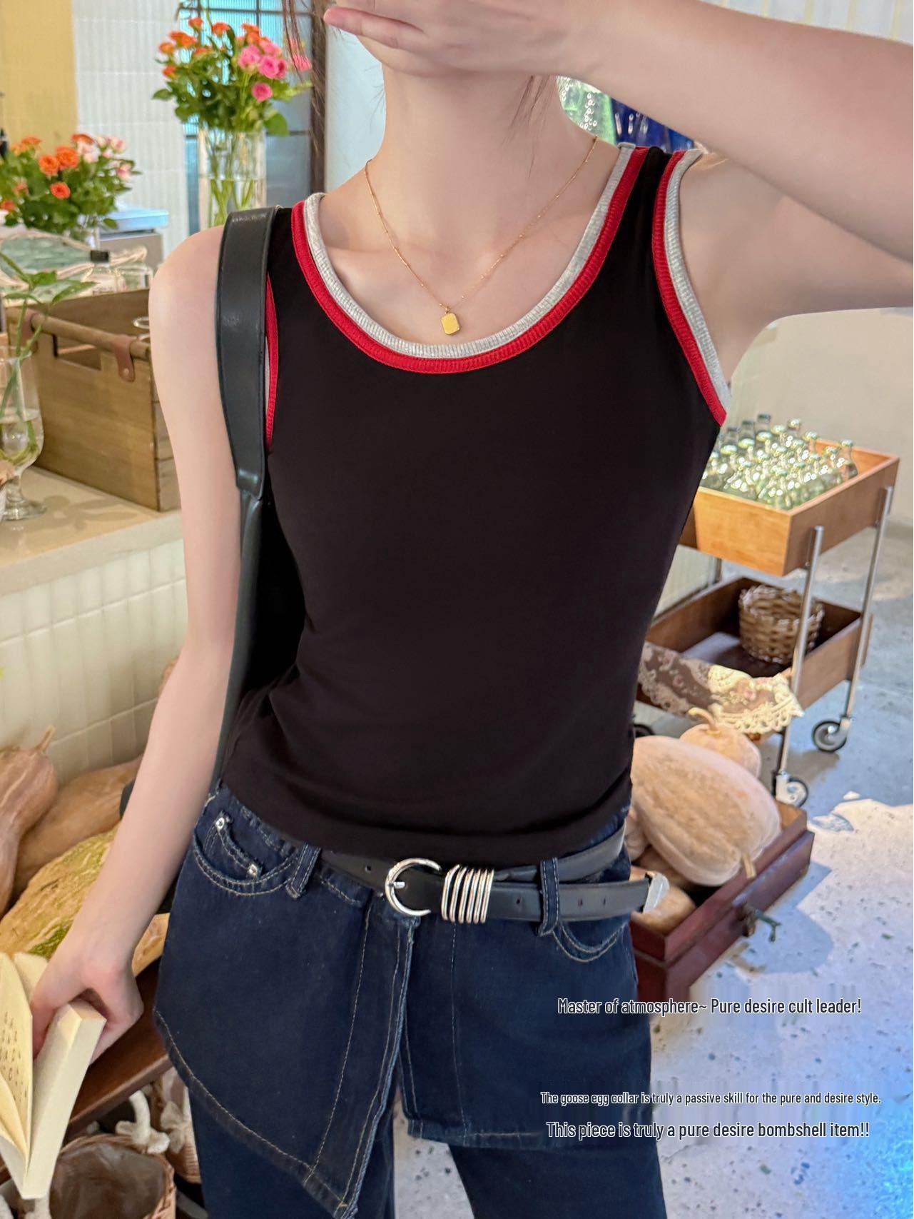

Women s Sleeveless Patchwork Camisole: Spring/Summer Style, Conceals Underarm Fat, Features Beautiful Back Design Size XL: 110—140 чорний