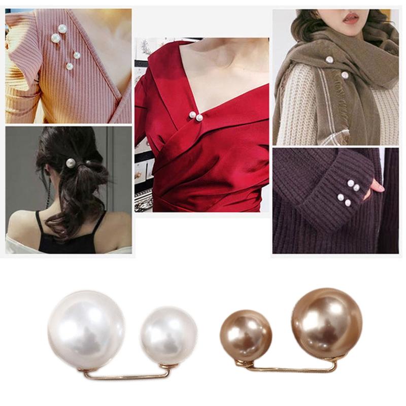 Pearl Brooch Pins For Women Safety Pins Neck Button Fashion Waist Pins For Dress Shrink Waist Circumferences