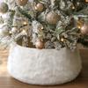 Luxurious White Plush Christmas Tree Skirt with Cross-Border Collar - Elegant Indoor Holiday Decoration