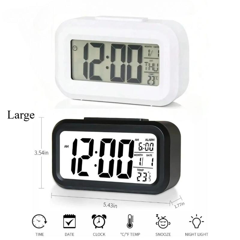 Sleek Glow Alarm Clock: Large LED Display with Snooze & Calendar – Perfect for Bedside & Desk!