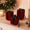 3 Pieces Cushioned Parcel Box Ornaments | soft, Velvet with ribbon
