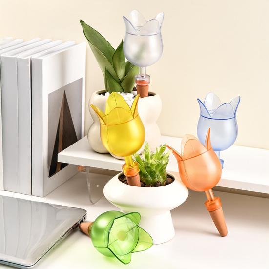 Goutteur d'eau Design Fleur Tulipe Pique Auto-arrosante Système d'irrigation goutte à goutte automatique Dispositif d'arrosage Outil d'irrigation pour la maison et le jardin