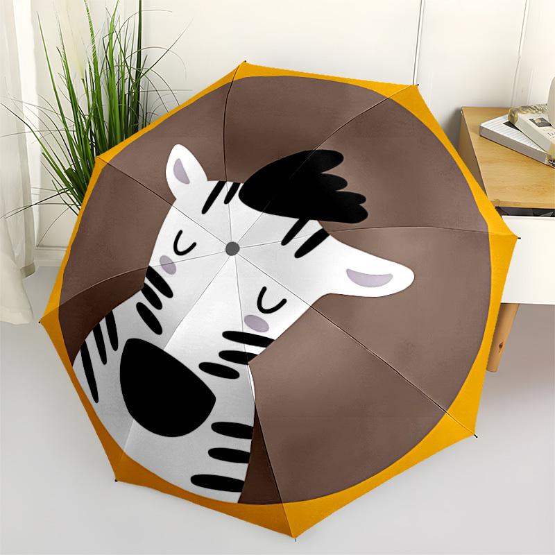 1 st Zebra-ränder Automatiskt Paraply   Auto Öppna/Stänga Fällbart Paraply med 8 Ribbram, 3-faldigt Kompakt Paraply för Män & Kvinnor, 128