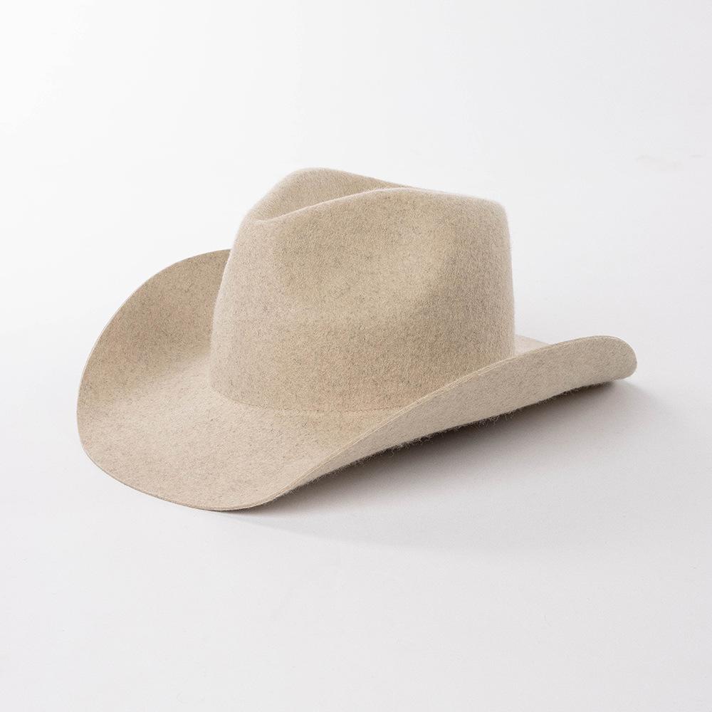 Chapeau de cowboy automne et hiver nouveau chapeau de cowboy en feutre de laine blanc chapeau jazz mode décontractée européenne et américaine chapeau de cowboy bouclé