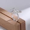 Fashionable Ribbon Bows Rings Women Temperament Butterfly-Knot Rings Female Cubic Adjustable Open Rings Embellishment