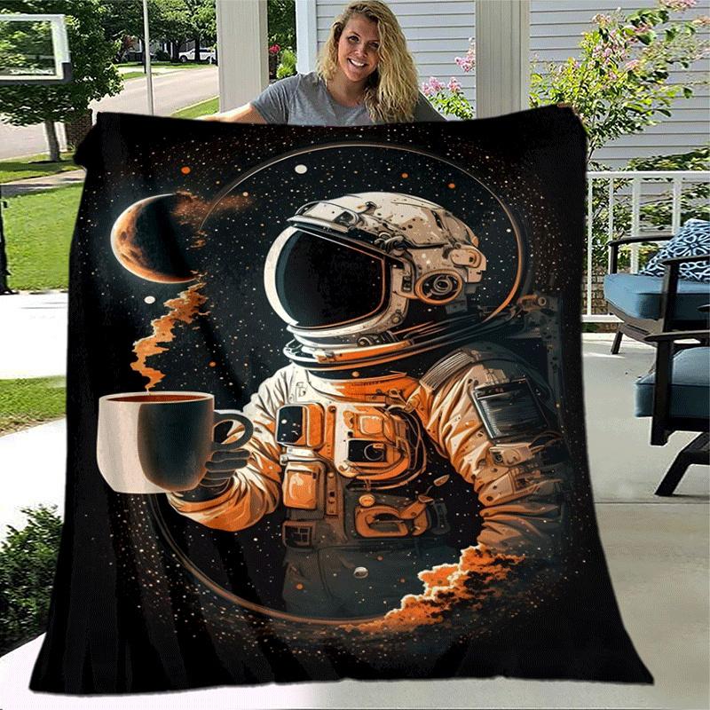 1 Stück Astronauten-Druck Leichte Flanelldecke, Bequeme und Warme Decke, für Camping Sofa Bett und Couch Büro, Geschenk