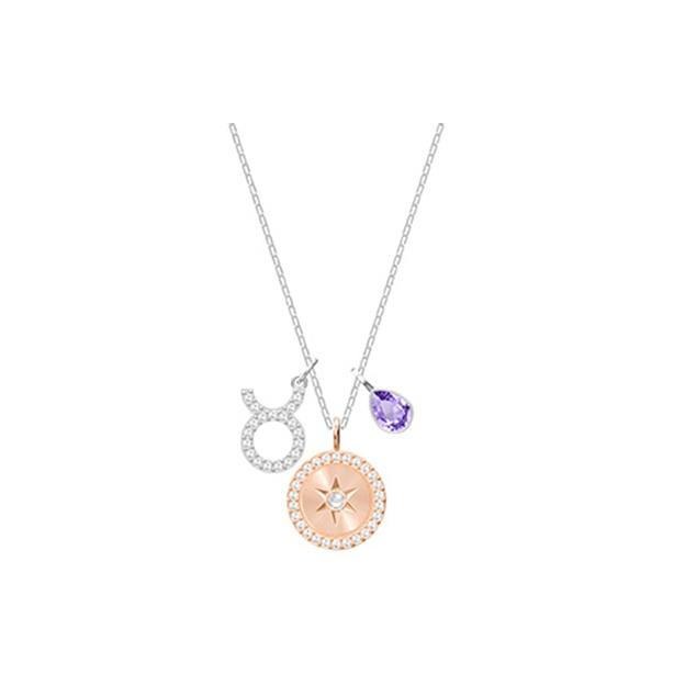 Swarovski Zodiac Series Pendant Taurus Violet Necklace Women necklace 5349223 Box (Random Color)