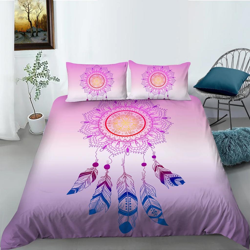 Colorful Dream Catcher Fish And Feather Dreamlike Duvet Cover Boho Polyester Quilt Cover For Girls Women For Bedroom Decorations