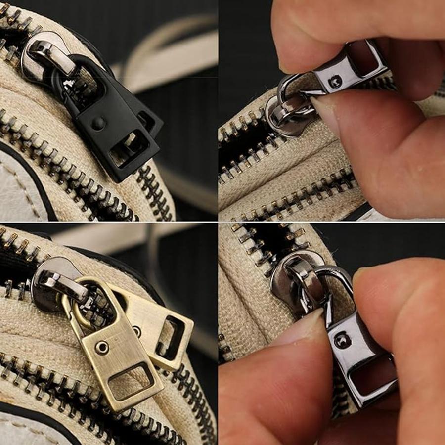 5 Pcs Zipper Pull Replacement Zipper Repair Kit Zipper Slider Pull Tab Metal Zipper Fixer Head for Luggage Backpack Jacket Suitcase Coat
