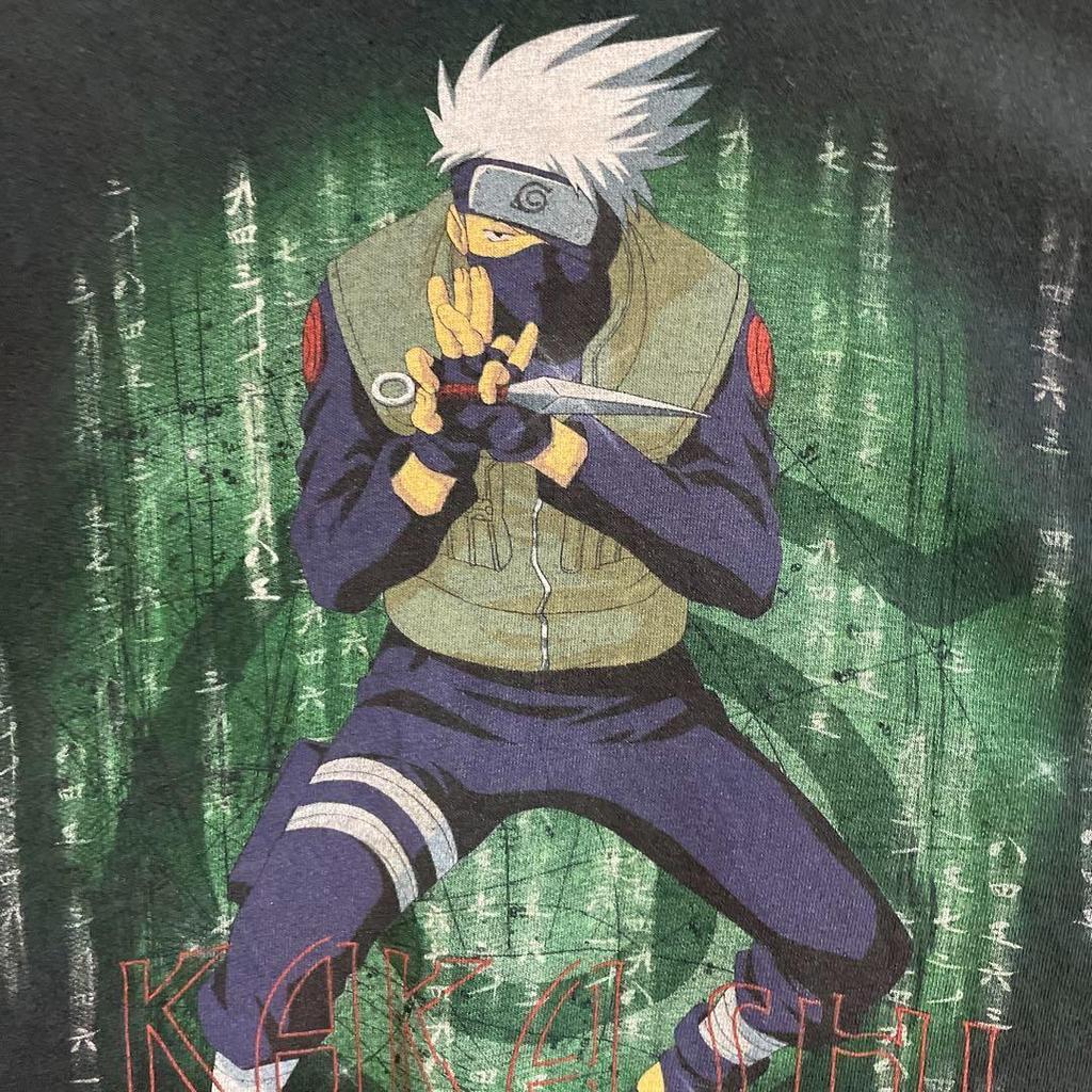 [USED] Vintage 2000s Hatake Kakashi Naruto Short Sleeve Shirt, Anime, Manga, Black, Part 1