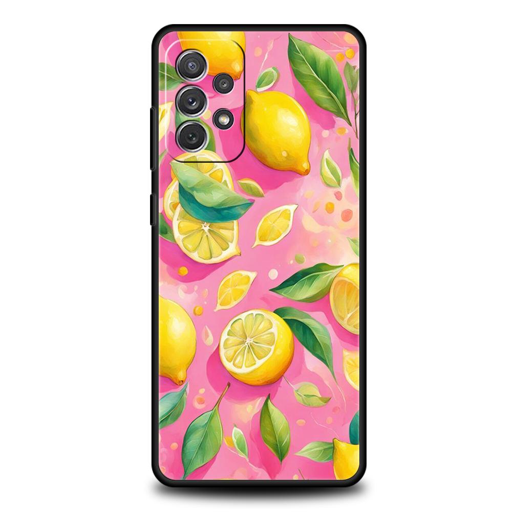 Phone Case for Samsung Galaxy A55 A53 A52 A52S A51 A41 A35 A32 A25 A23 A15 A13 A71 A72 Soft TPU Fresh Summer Fruit Lemon Cherry