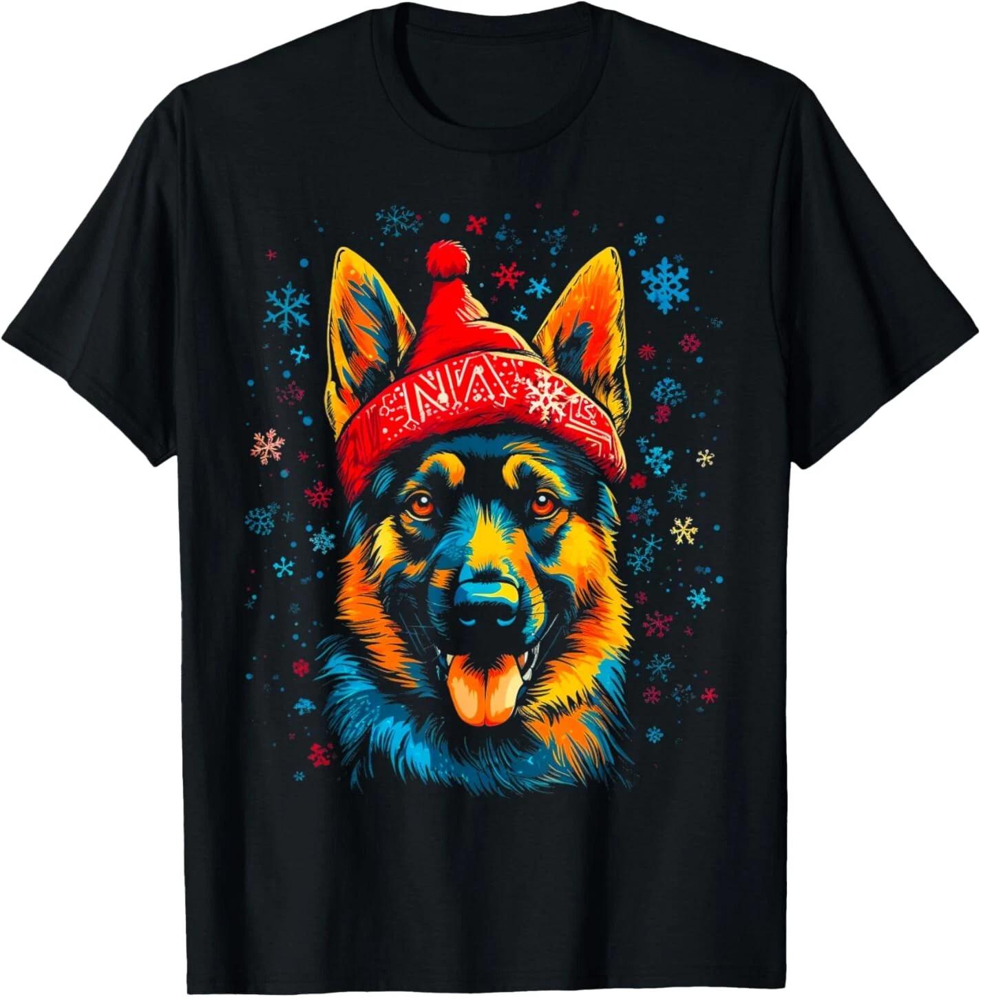 German Shepherd Dog Xmas Design Best Gift Idea Tee T-Shirt L