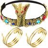 Kleopatra Perücke Damen Ägypten Königin Schwarzes Haar Goldene Perlen Cleopatra Accessoire Kopfschmuck Tanz Halloween Party Rollenspiel Cosplay Perücken