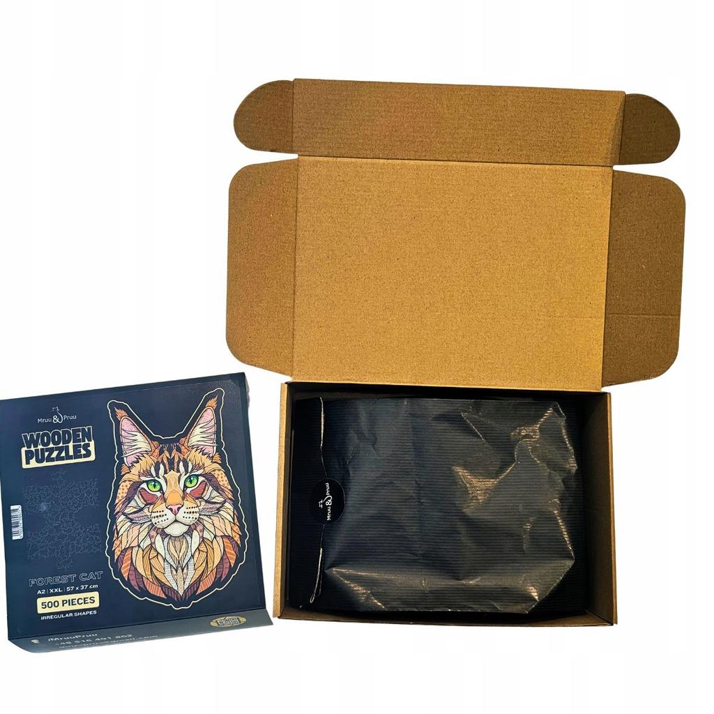 Large XXL Forest Cat Wooden Puzzle | Puzzle Gift For Adults