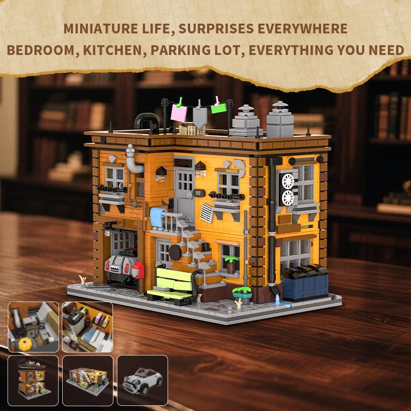 Non-Toxic 2284Pcs English Cottage Building Blocks Retro House With Car Moc Model Bricks Desktop Decoration Diy Toys For Kids Holiday Gifts