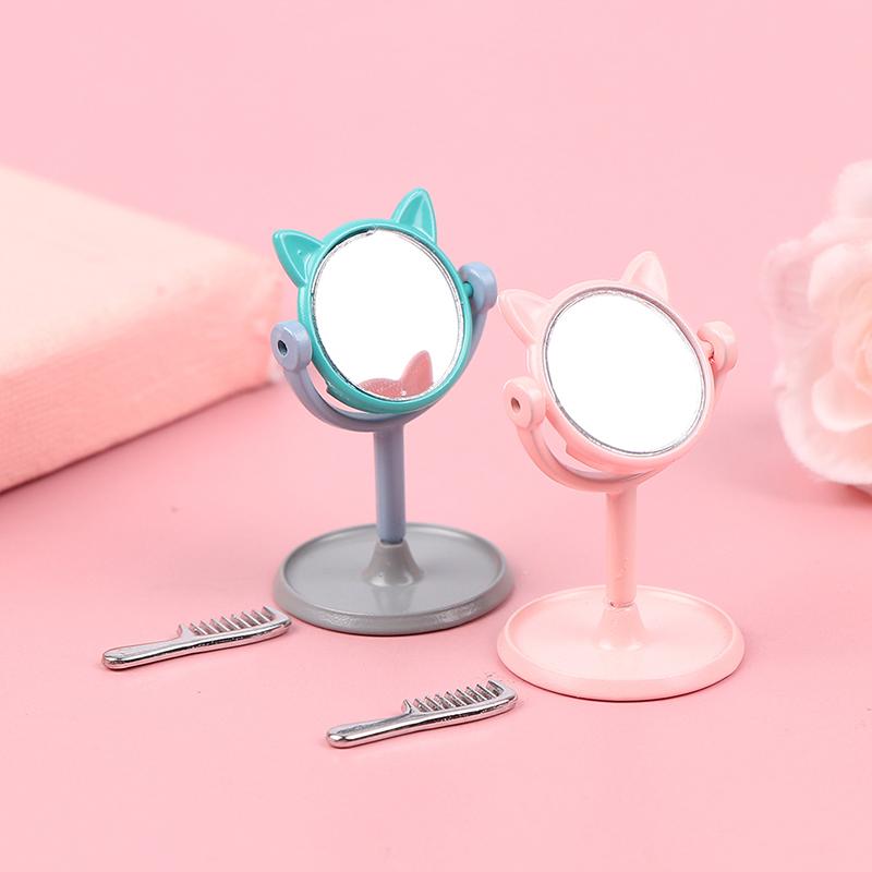 1/12 Make-up Mini Hasenohren Spiegel Möbel für Puppenhaus Spielzeug Zubehör