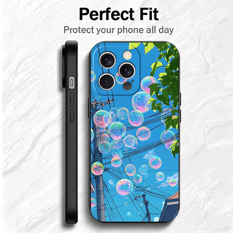 Anime Aesthetic Scenery Soft Phone Case for iPhone 16 16E 17 Air 15 Pro Max 14 Plus 13 Mini 11 12 7 Black Cover Back Shell