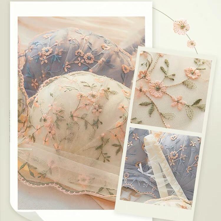 French Lace Wireless Anti-Sag Bra Set - Small Chest Support
