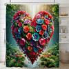 Beautiful Heart-Shaped Flower Shower Curtain Loving Floral Shower Curtain Flowers And Plants Bathroom Curtains Home Decoratoin