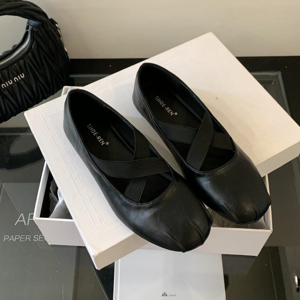 French Retro Cross-strap Mary Jane Shoes Women's Shoes 2025 New Autumn Height-increasing Ballet Shoes