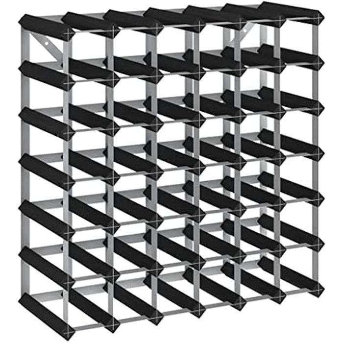 Bottle Rack - VIDAXL - 42 Bottles - Solid Pine Wood - Galvanized Steel - Black