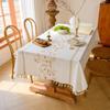 Ying Cross-Border Cotton Linen Embroidered Tablecloth, French Retro American Style, Rectangular.