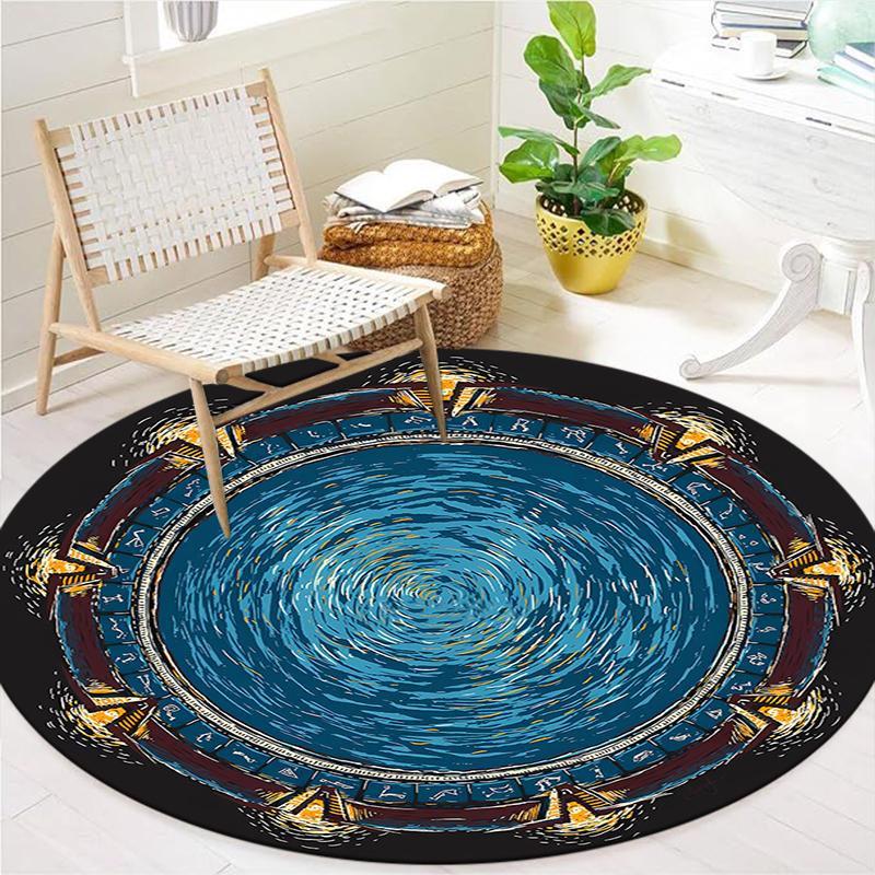 Alfombra Redonda para Zona de Cruce de Vórtice, Alfombra para Sala de Estar, Dormitorio, Sofá, Sala de Juegos, Decoración, Felpudo Antideslizante