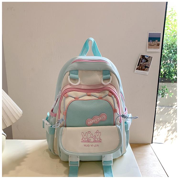Schoolbag college style cute small fresh contrasting color schoolbag female junior high school girl high school student backpack travel lightweight 