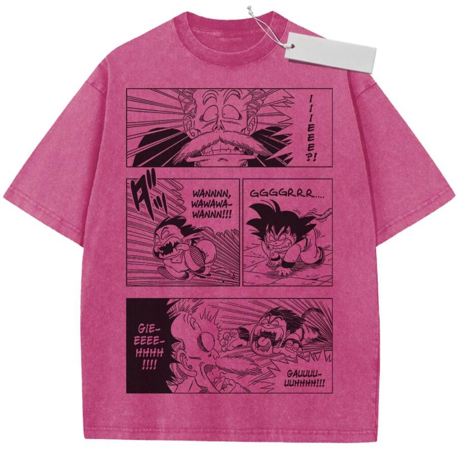 Unisex Washed Beige Vintage Tshirt Dragon Ball Goku Comic Panel Highquality Fabric for Home Leisure Travel Shopping