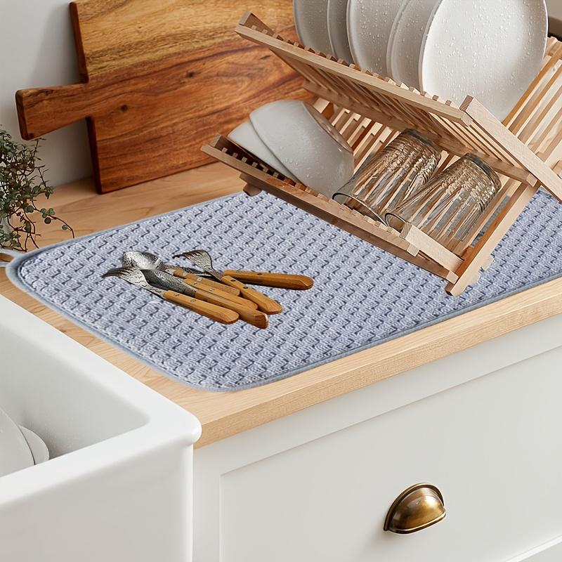 1pc Dish Drying Mat Microfiber Absorbent Table Placemat Non-Slip Heat Resistant Drain Pad Cabinet Drying Mats Kitchen Bathroom Mats