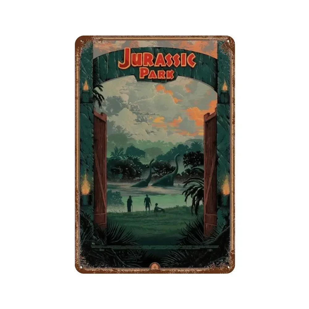 Jurassic Park Dinosaur Science Fiction Movie Sign Decor Metal Plate Poster Vintage Tin Sign Garage Man Cave Plaque Decoration