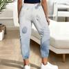 Women Plus Size Colorful Printed Jogger Pants Drawstring Waist Side Pockets Cuffed Ankle