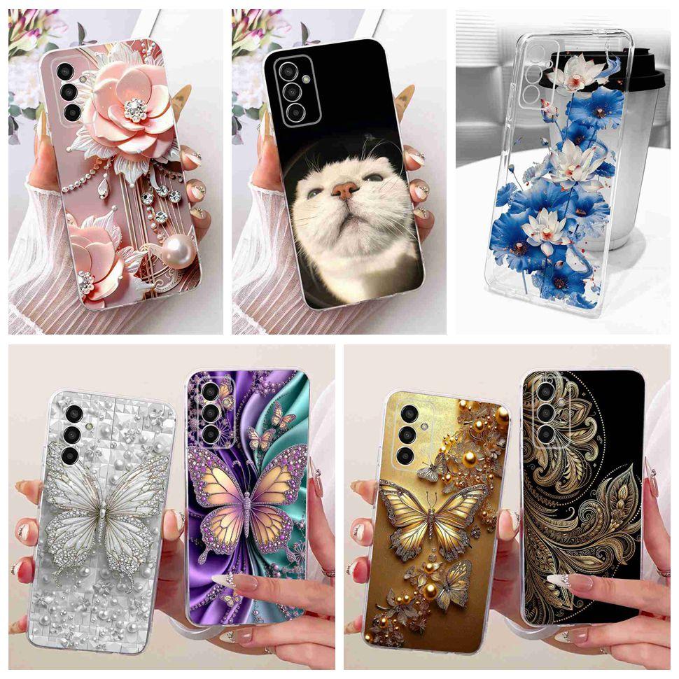 For Samsung Galaxy M13 4G Case SM-M135F Gold Butterfly Cover Soft Silicone Phone Case For Samsung M13 Back Cover Shell