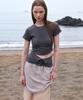 NOIRER FOR WOMAN Two-Way Slim Fit T-Shirt (Charcoal)