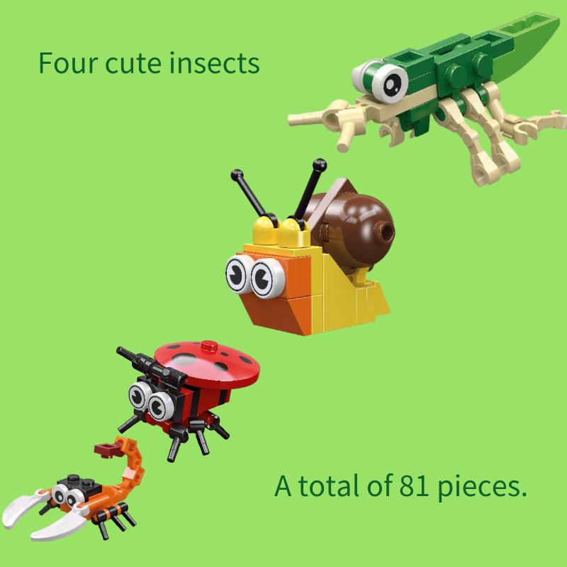 Mini-Baustein-Set für Kinder von 9-12 Jahren, Insekten- und Tierfiguren, Mikro-Bausteine, Spielzeug, Geschenk