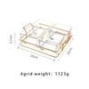 Phnom Penh Grid Snack Tray Candy Nuts Seeds Plate Glass Dry Fruits Dishes Home Desktop With Metal Frame Serving Snack Plates