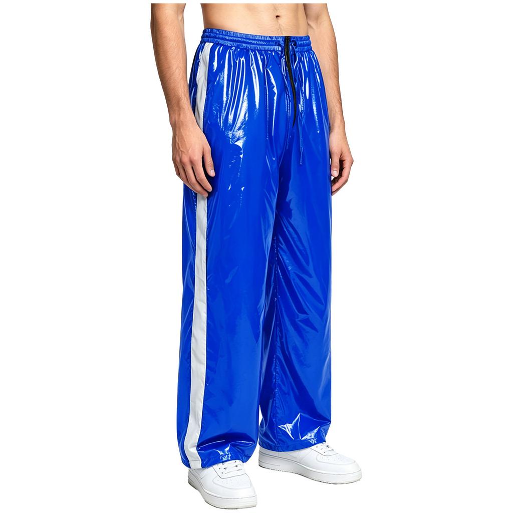 Men‘s Athletic Waterproof Pants S-3XL with Zipper Fly and Reflective Stripes Elastic Waist Straight Leg for Outdoor Sports