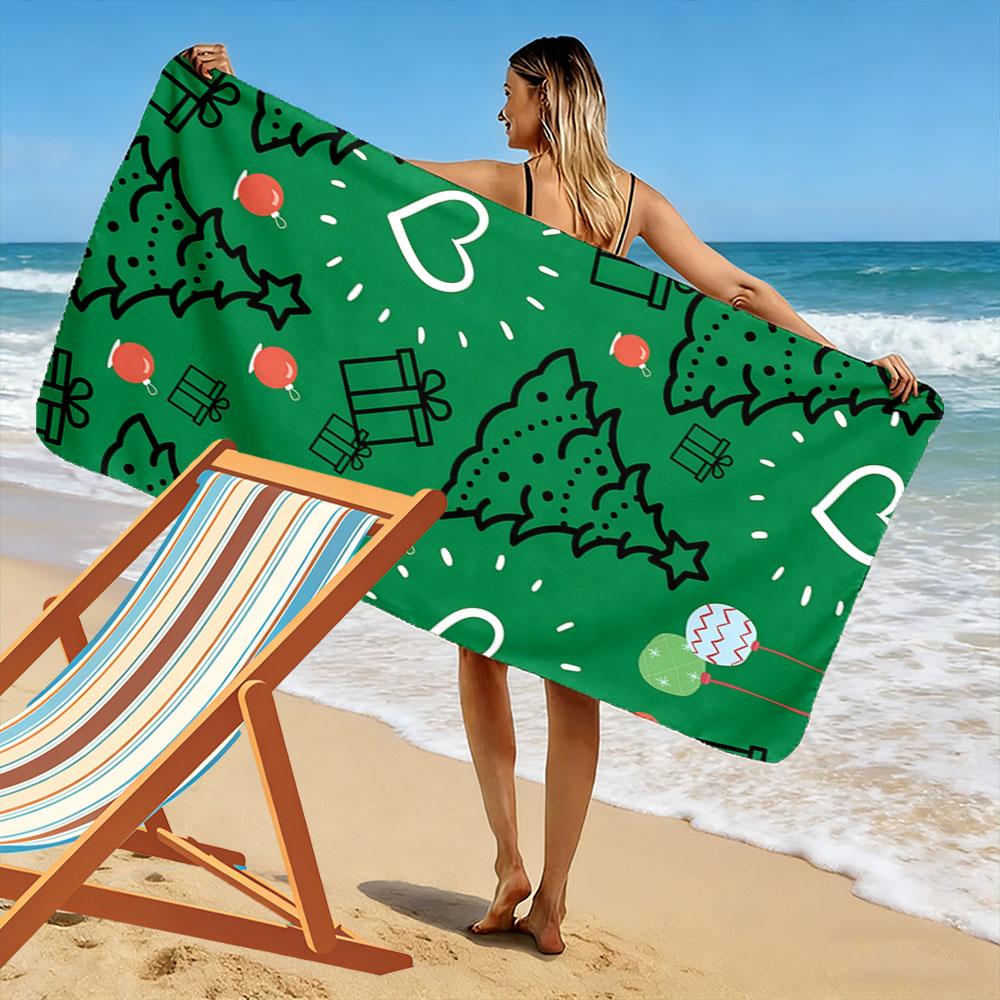 Festive forest charm Print beach towel, quick drying, suitable for travel, outdoor sports, jogging, the beach and swimming, gift