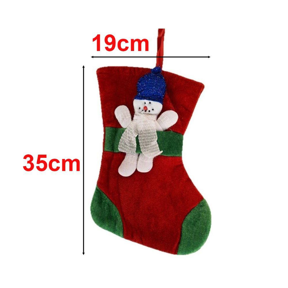 Snowman Christmas Stocking Lined Christmas Tree Hanging Ornament Gift Bag Stocking  Home Decoration