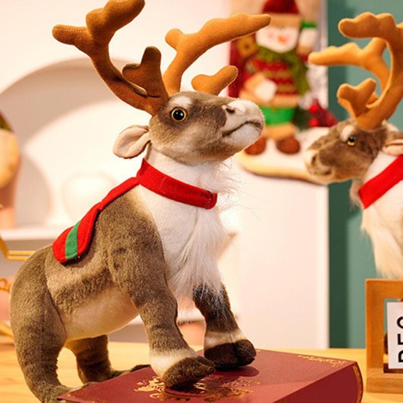 Simulation Deer Doll Plush Toy with Life Like Design Companion Stuffed Animals Toy for Children Christmas Gift Supply