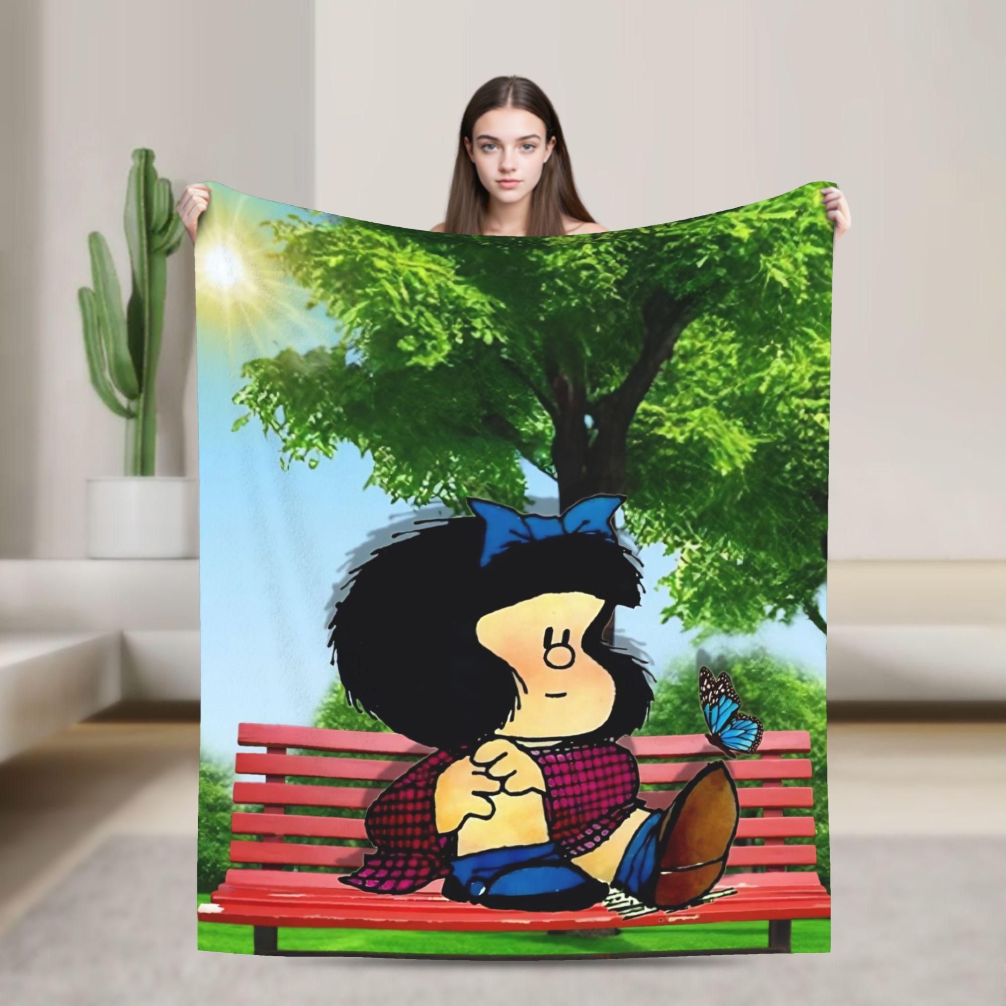 Super Warm Blanket Picnic Mafaldas Cartoon  Throw Blanket  Flannel Bedspread For Bedroom Street Trend Sofa Bed Cover 75X95CM