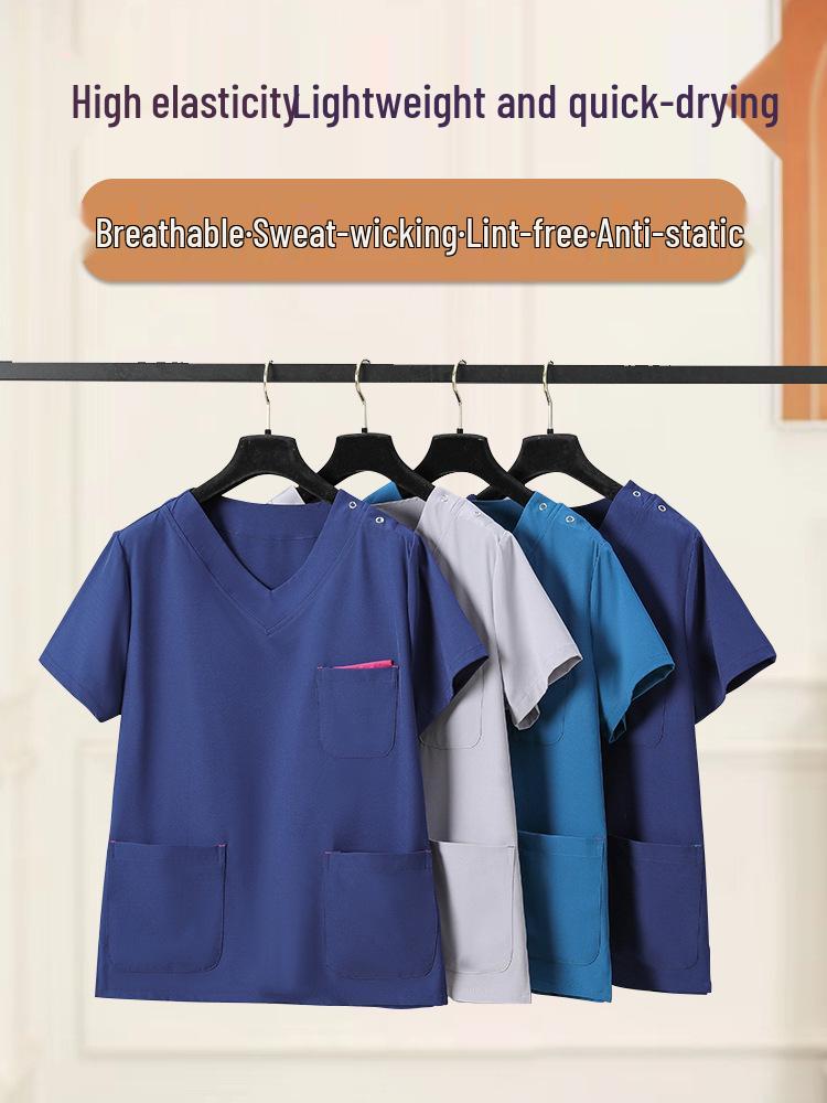 Women's Summer Quick-Dry Four-Way Stretch Short-Sleeve Scrub Suit