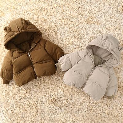 Kinder Wintermantel Modische Kapuzenparkas für Jungen und Mädchen Kinder Streetwear Niedliche Cartoon-Ohrjacke