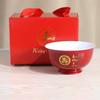 High-Temperature Underglaze Porcelain Longevity Bowl with Chopsticks and Spoon - Ideal Gift for 80th Birthday